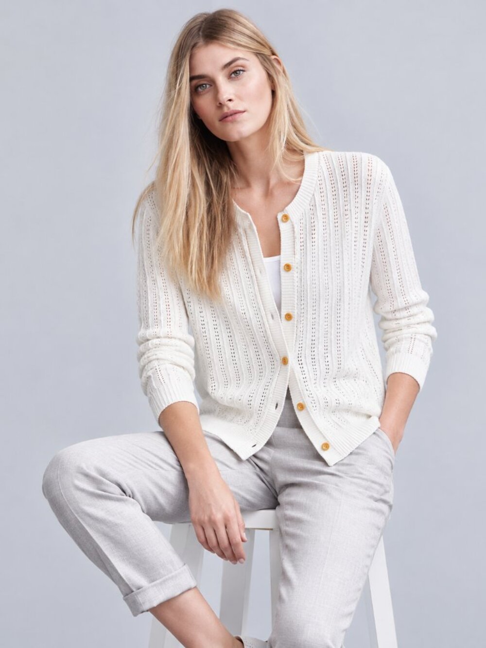 Vintage, Cotton crisp white cardigan